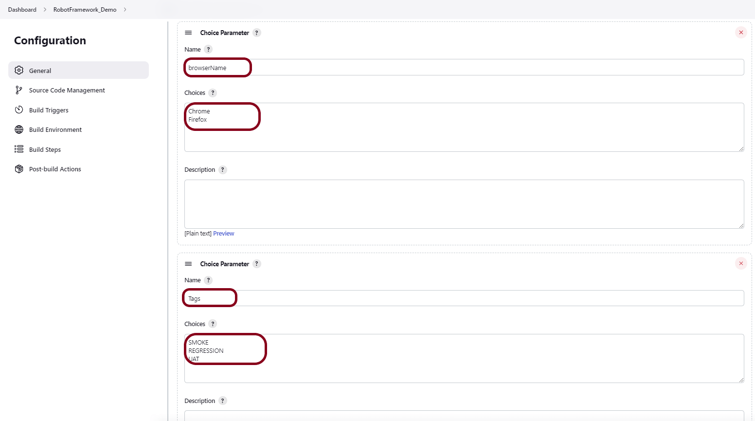 How to run parameterized Robot Framework tests in Jenkins QA