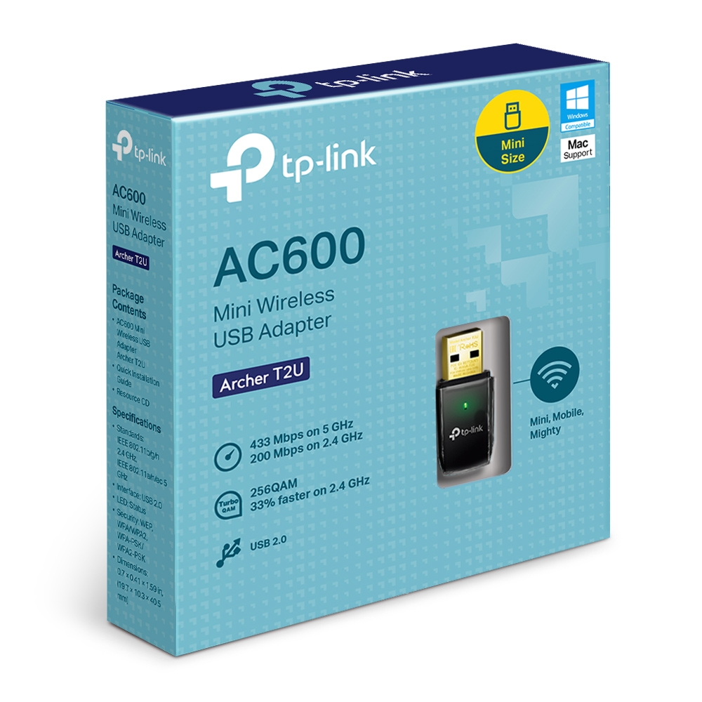 USB Wifi Chuẩn AC600 TPLink T2U Plus Đen