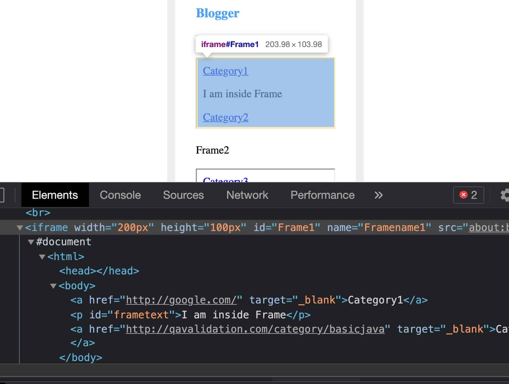 Handling iframes in selenium qavalidation