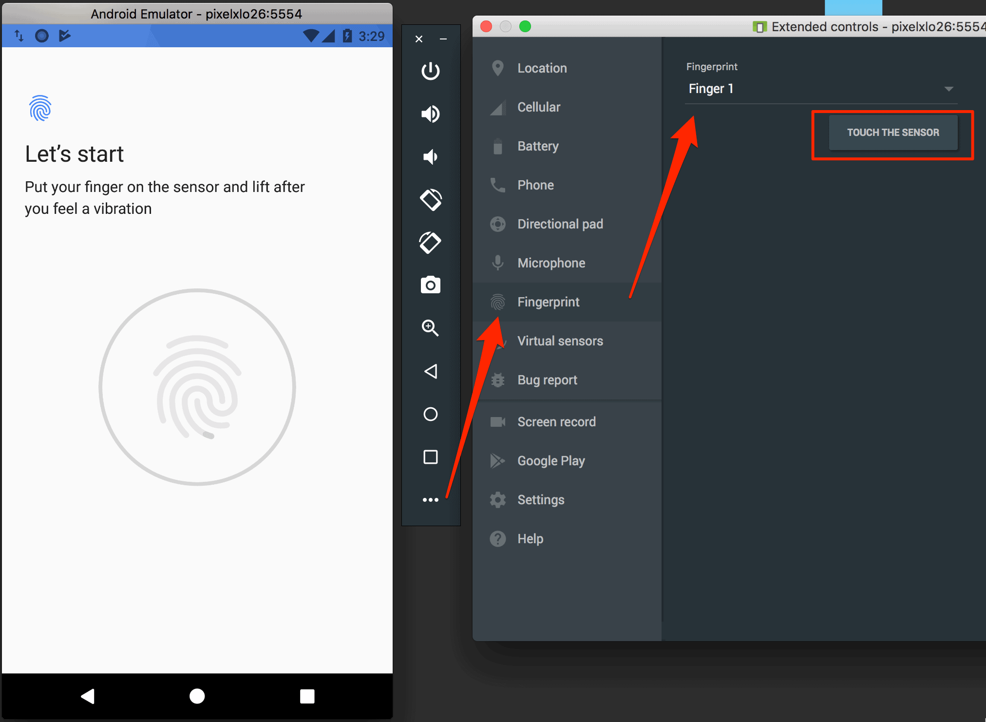 How to enable & use fingerprint in android simulators qavalidation