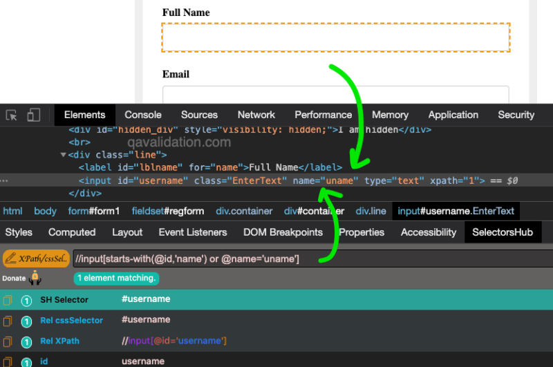 XPATH / CSS Multiple expressions and or qavalidation