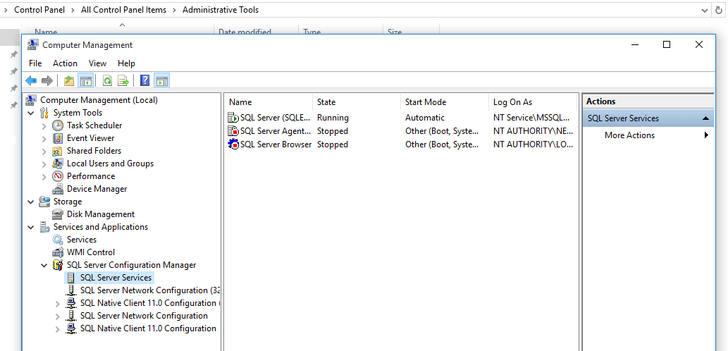 SQL How to open sql server configuration manager in windows 10? QA