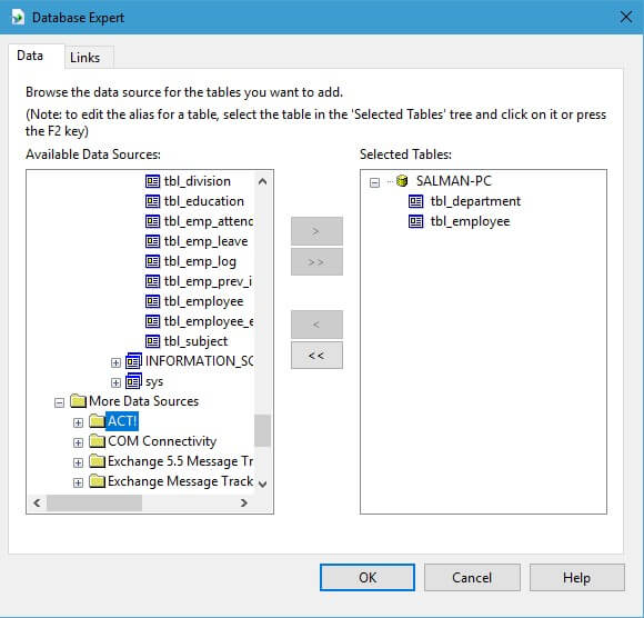 How to show Crystal report for two tables related by foreign