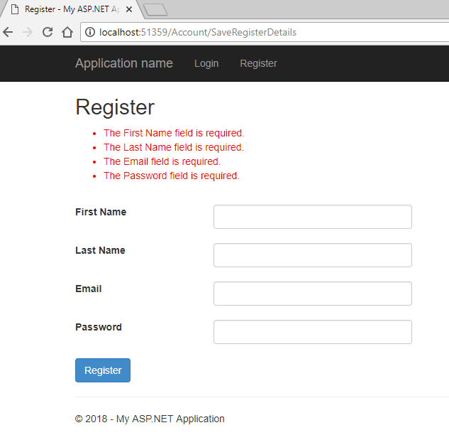 How to Create login & registration page in MVC with database