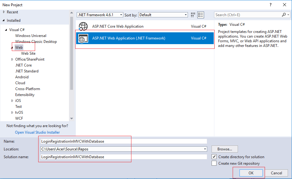 How to Create login & registration page in MVC with database