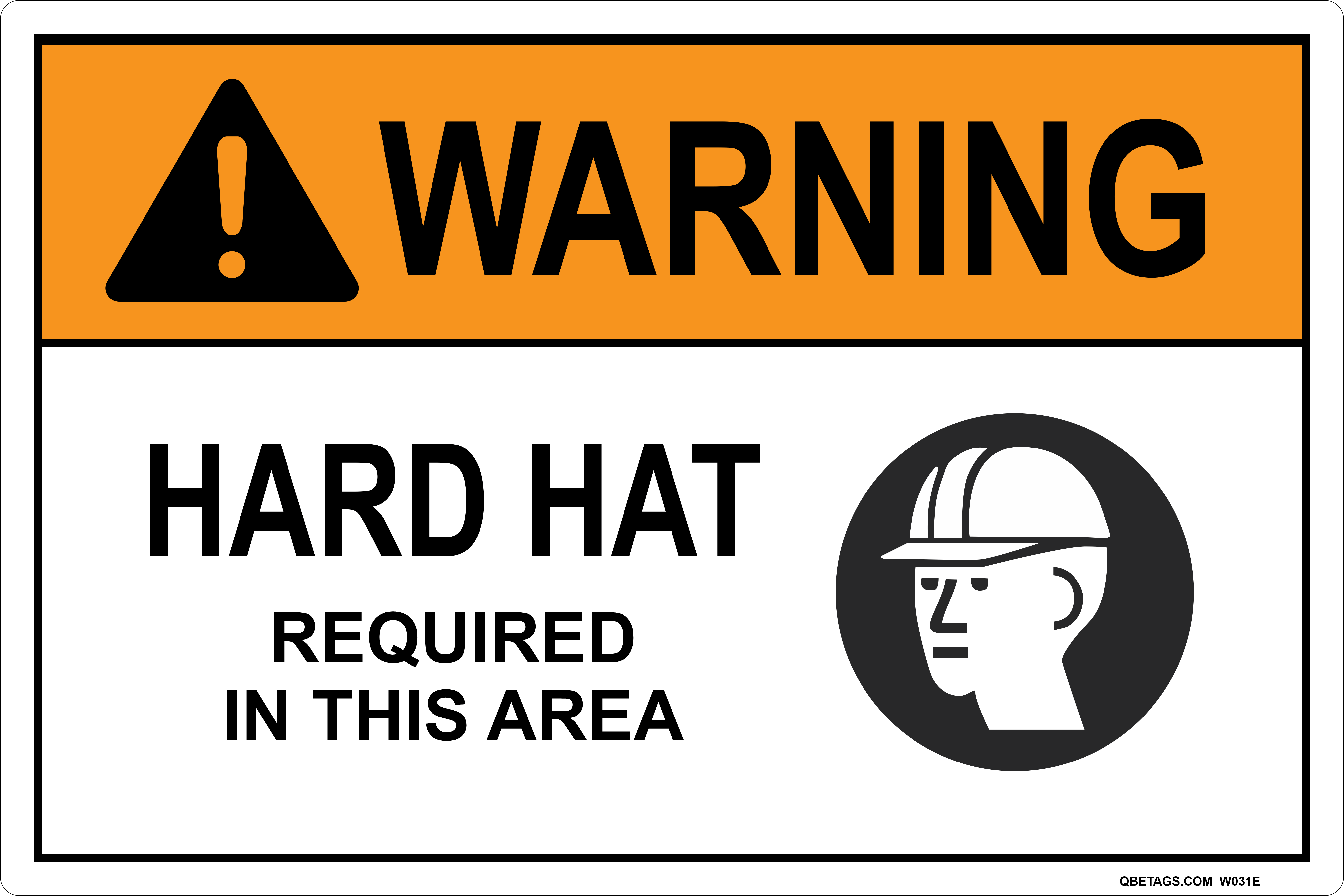 Warning Hard Hat Required In This Area (Graphic) SHIPS WITHIN 48 HOURS!