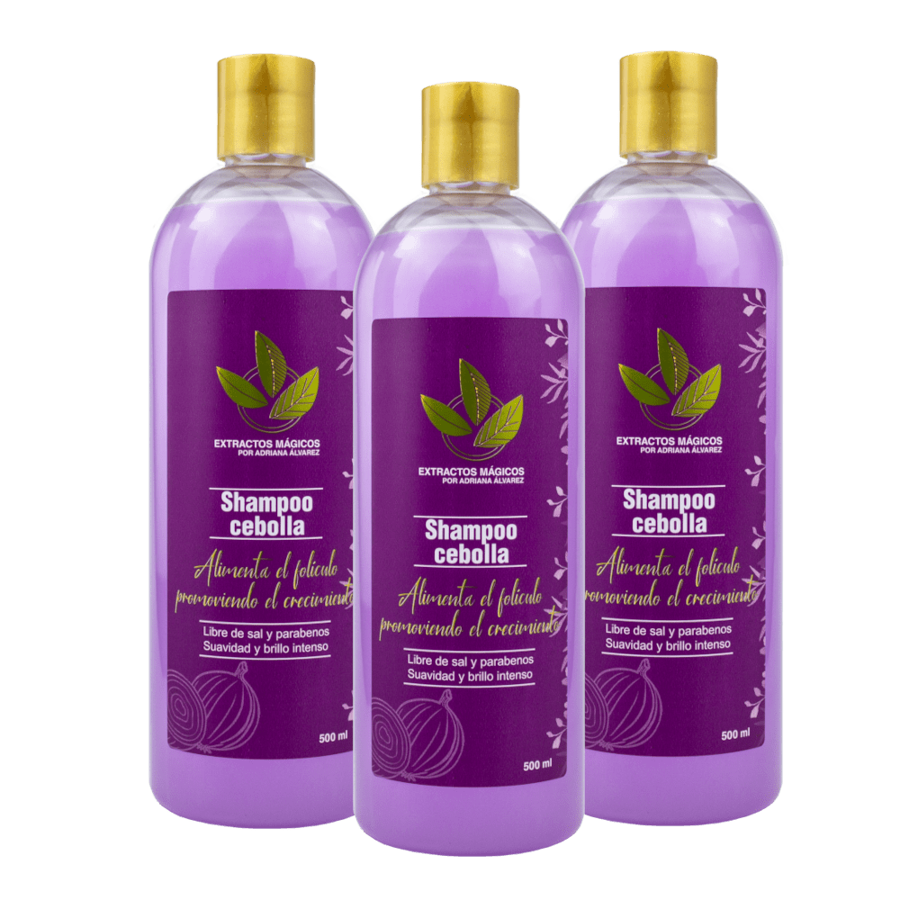 Shampoo de Cebolla Libre de Sal 500ml Extractos Mágicos Combo x 3 unidades