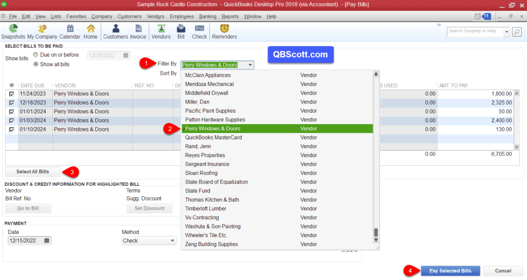 How to Easily Select and Pay All Open Bills for One Vendor