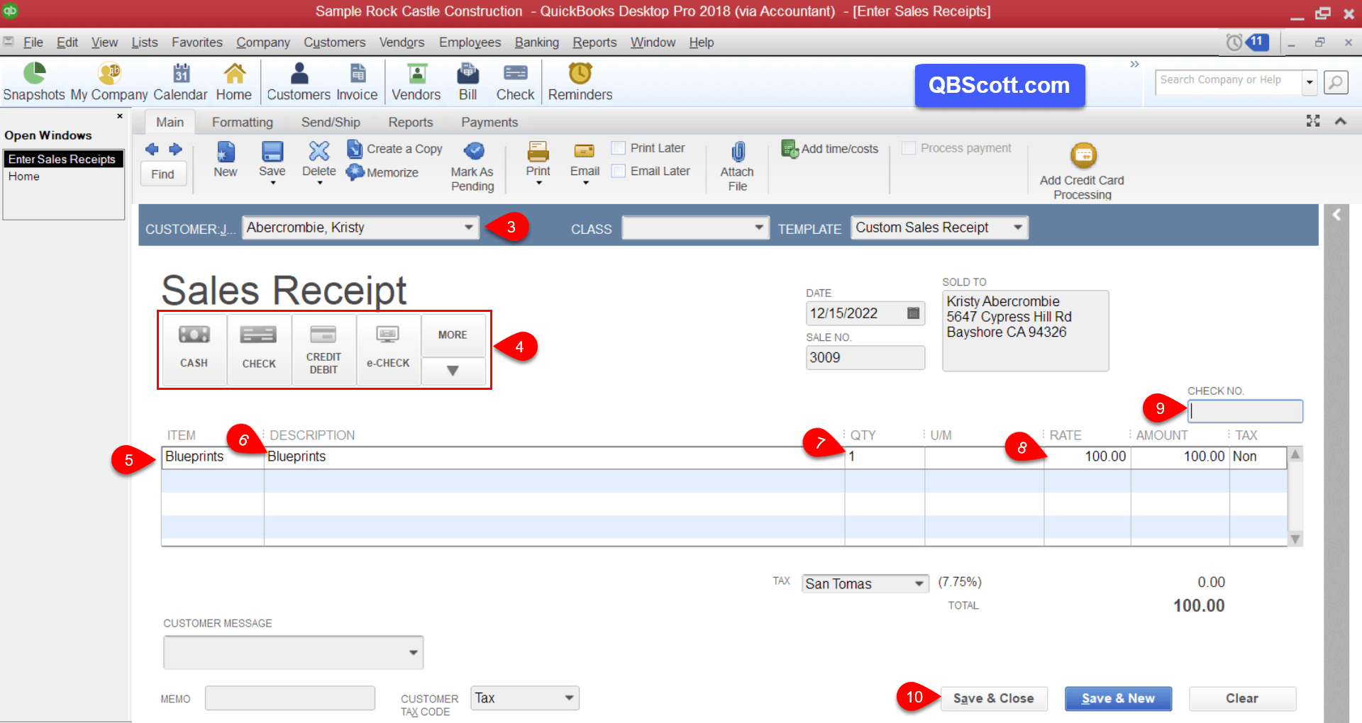 How to Create a Sales Receipt in QuickBooks Desktop QB Scott