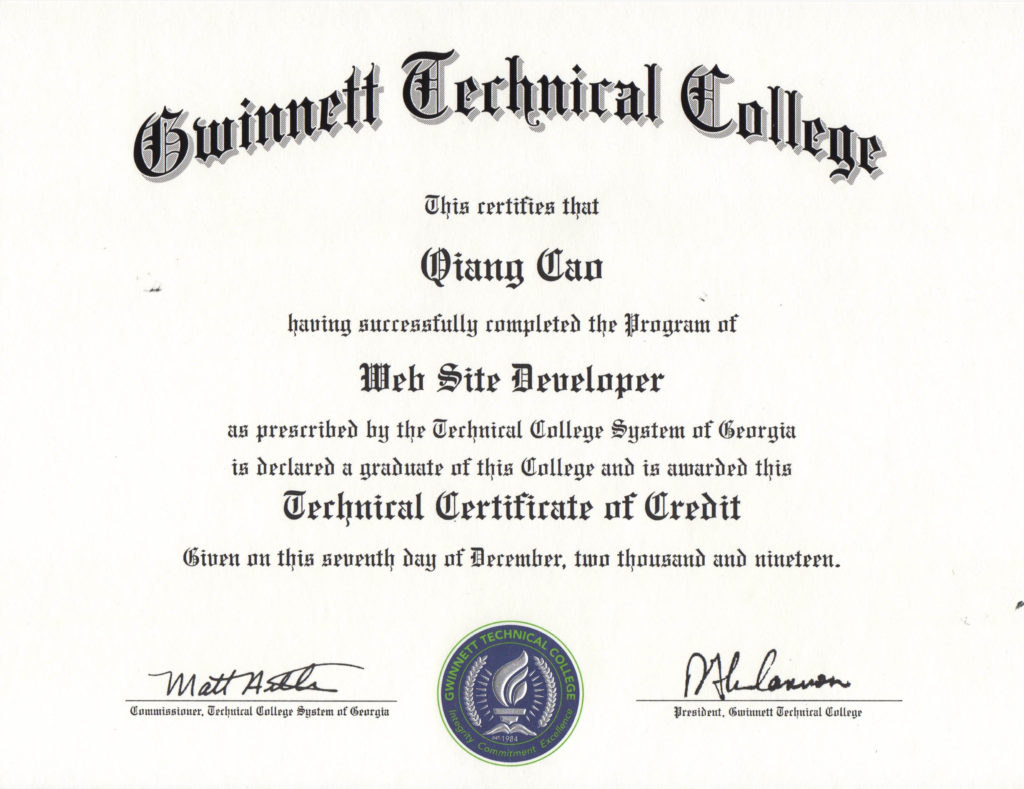 My Certificate Web Developer