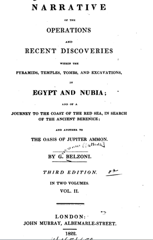 The Travels And Achievements Of Giovanni Belzoni Quintus Curtius
