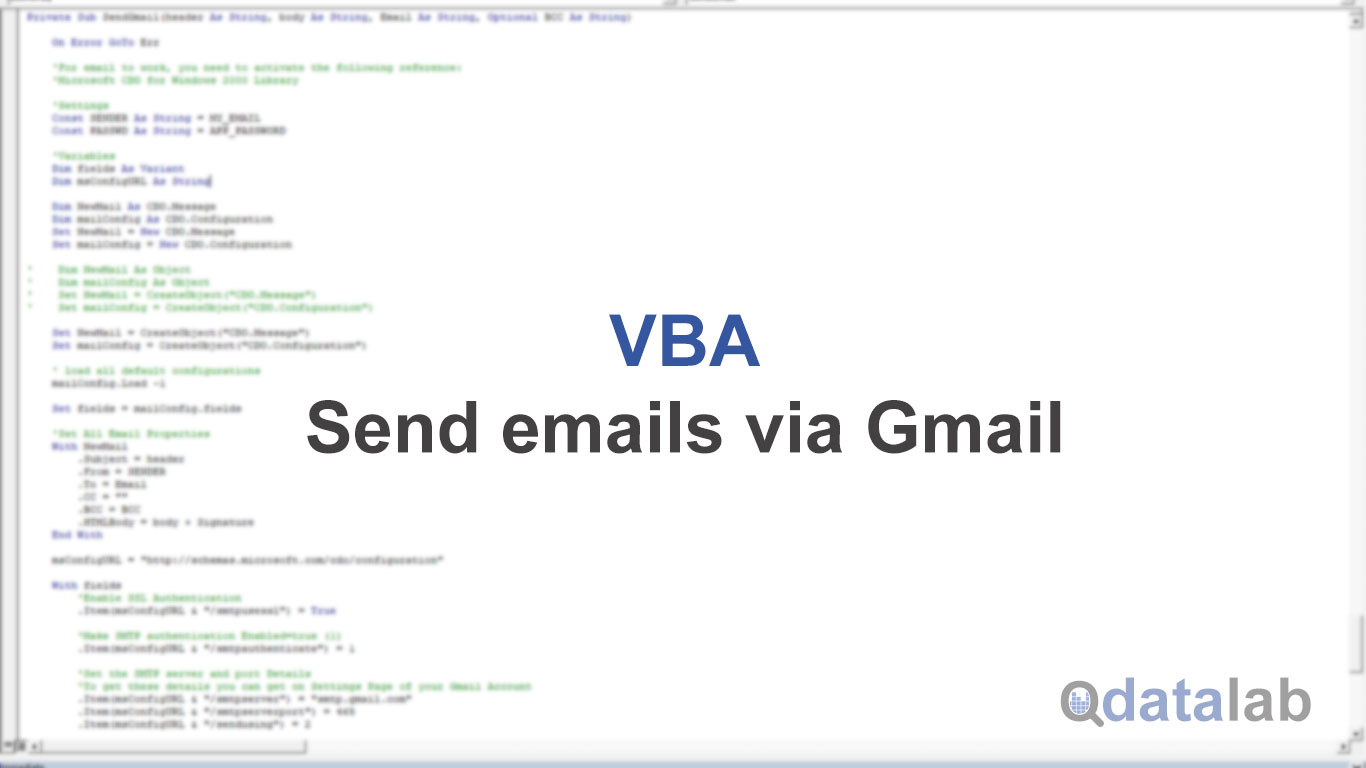 VBA macro to send emails using Gmail QDataLab