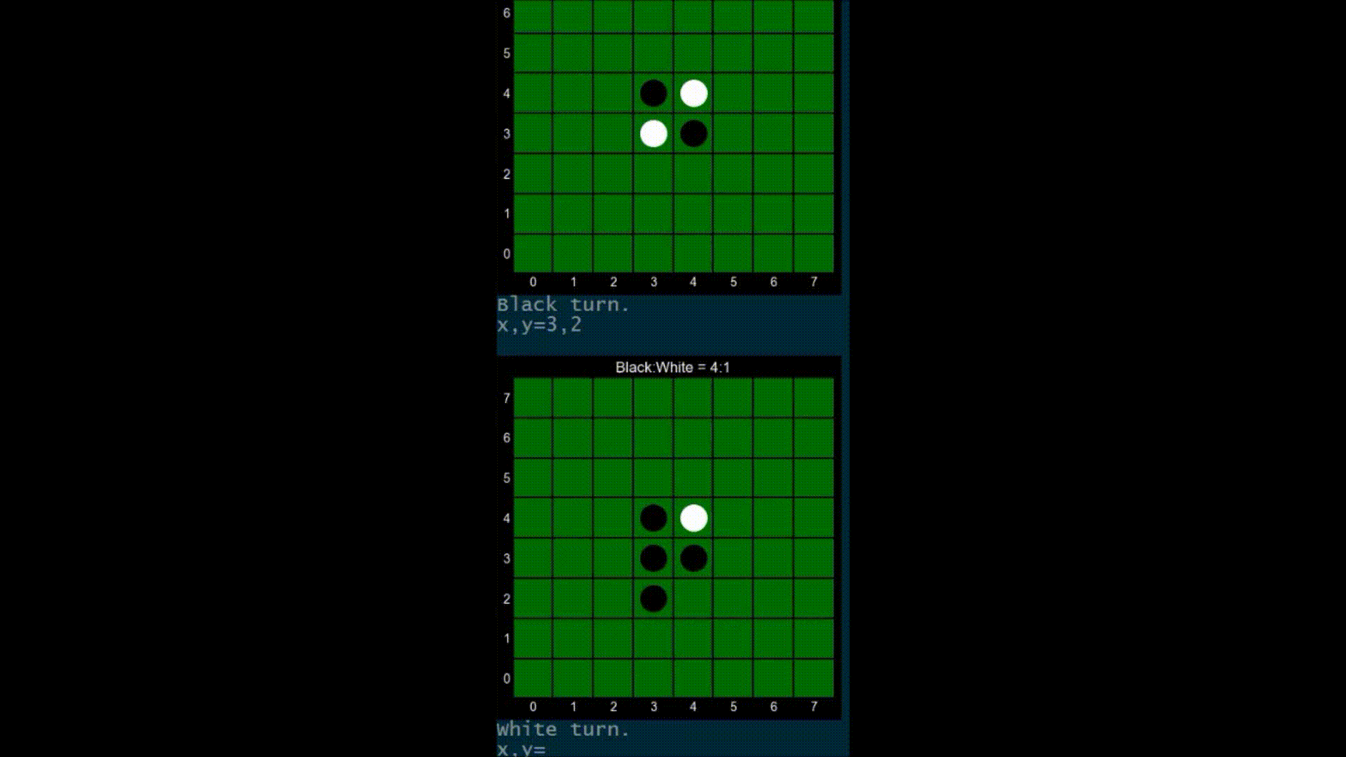 Pythonでゲーム作り：numpy，matplotlibを用いてオセロ（Othello）を実装 Python3 Qiita
