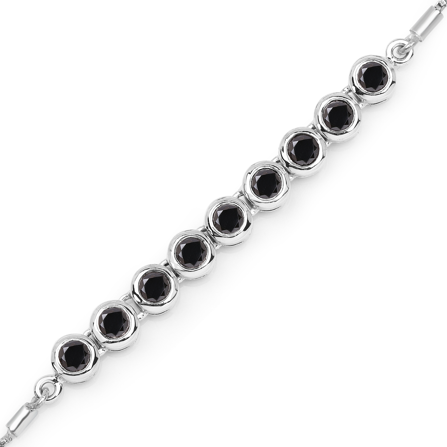 Quintessence Jewelry Buy 1.58 Carat Genuine Black Diamond .925 Sterling Silver Bracelet by