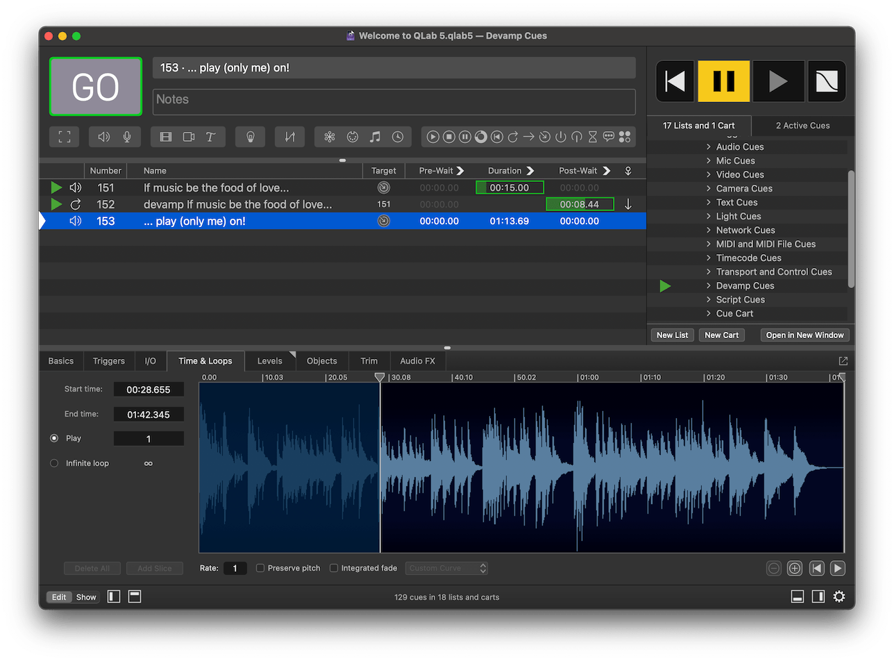Devamp Cues QLab 5 Documentation