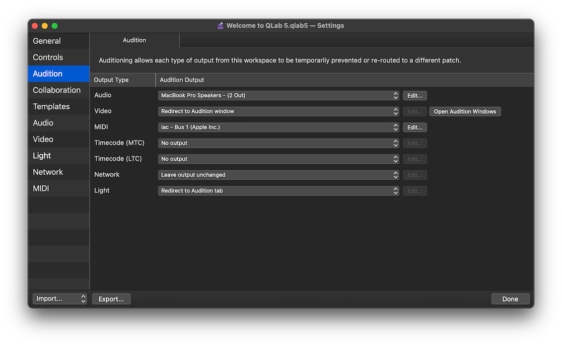 Auditioning Cues QLab 5 Documentation
