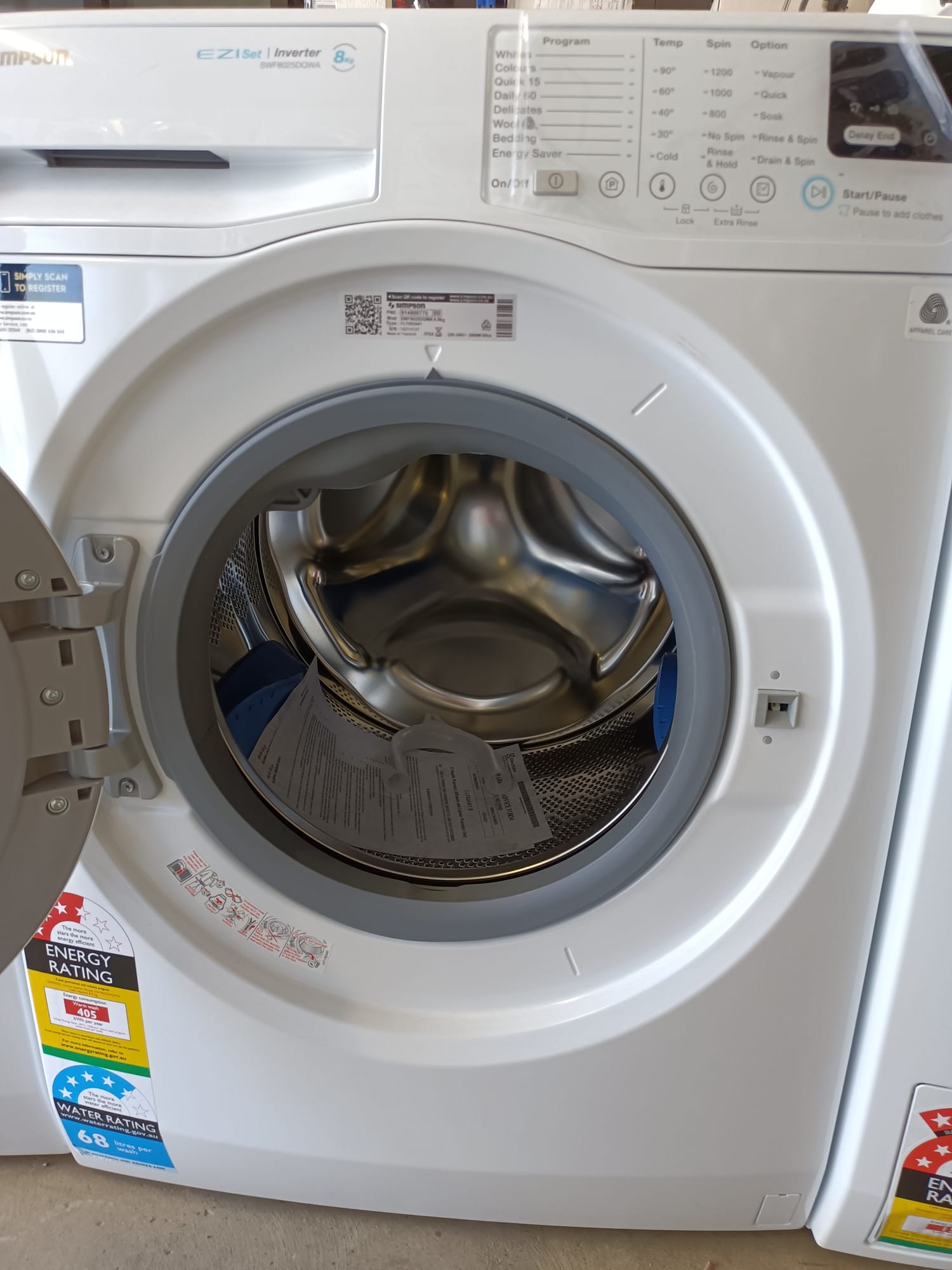 Simpson 8kg Ezi Front Load Washing Machine Appliances