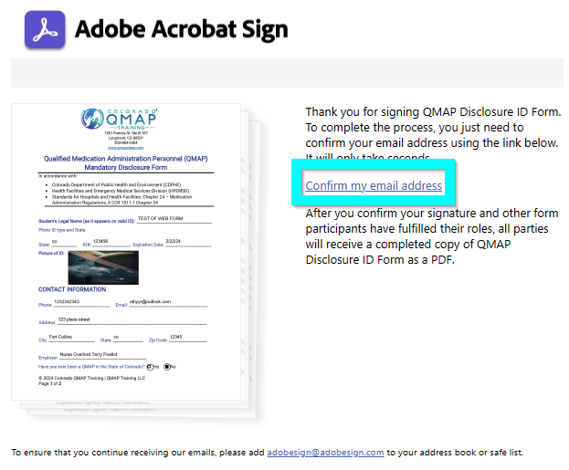 Disclosure Form & ID Colorado QMAP Training
