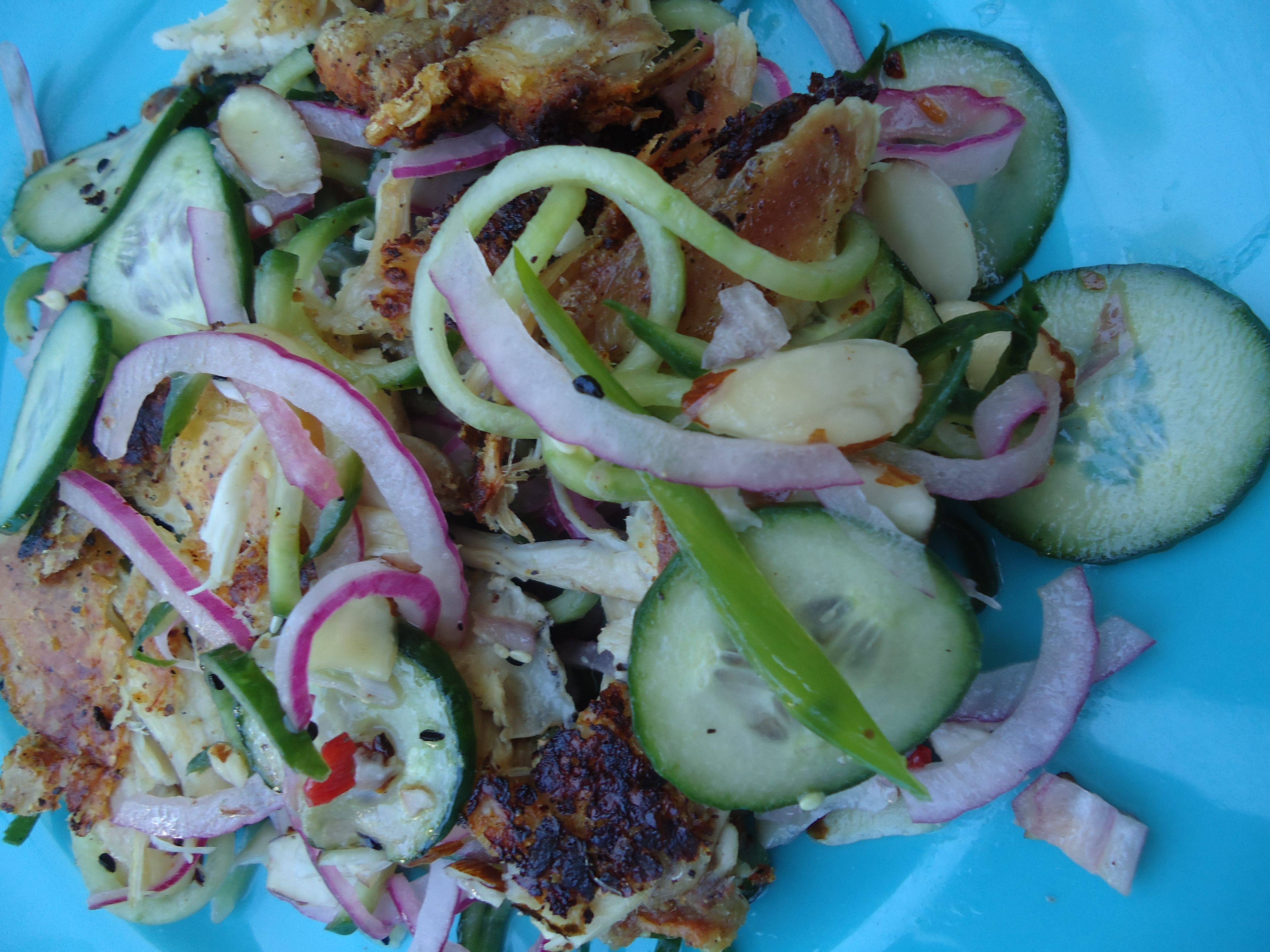 Grilled Chicken Thighs and Cucumber Salad A girl and her grill
