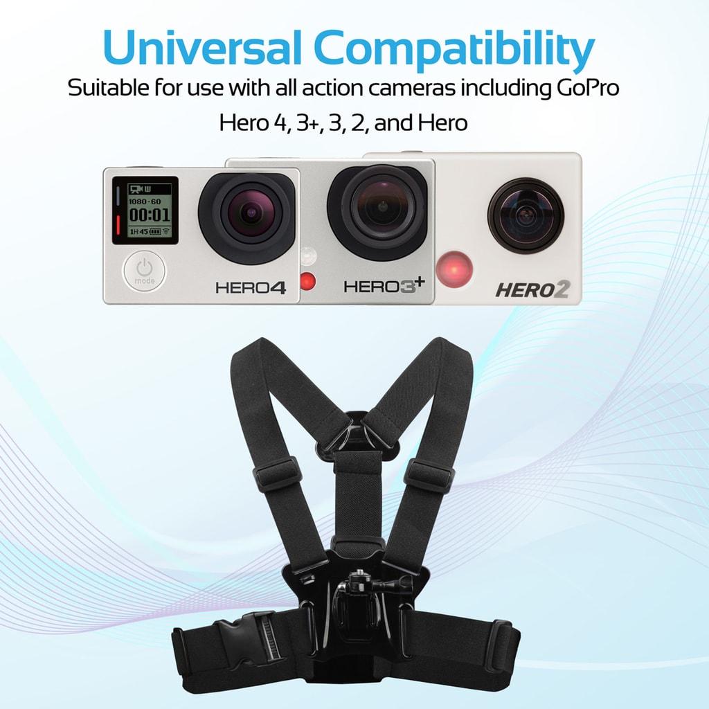 Promate Chest Mount, Adjustable Chest Harness Mount for Action Camera