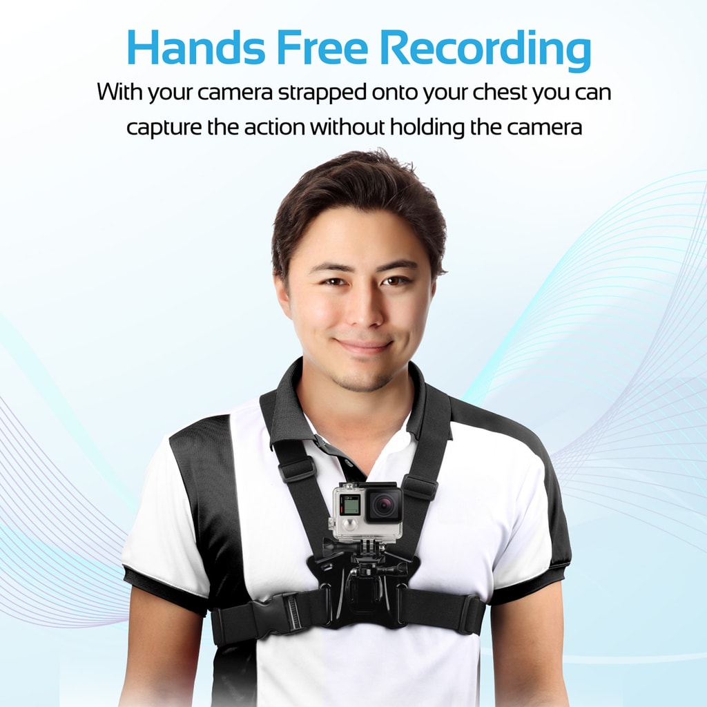 Promate Chest Mount, Adjustable Chest Harness Mount for Action Camera