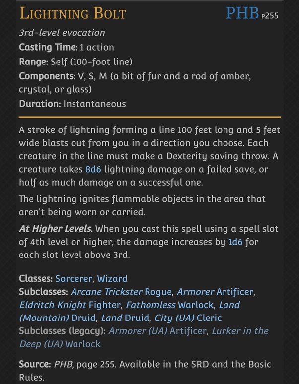 In D&D 5e, does the Lightning Bolt spell ignite the contents of the oil