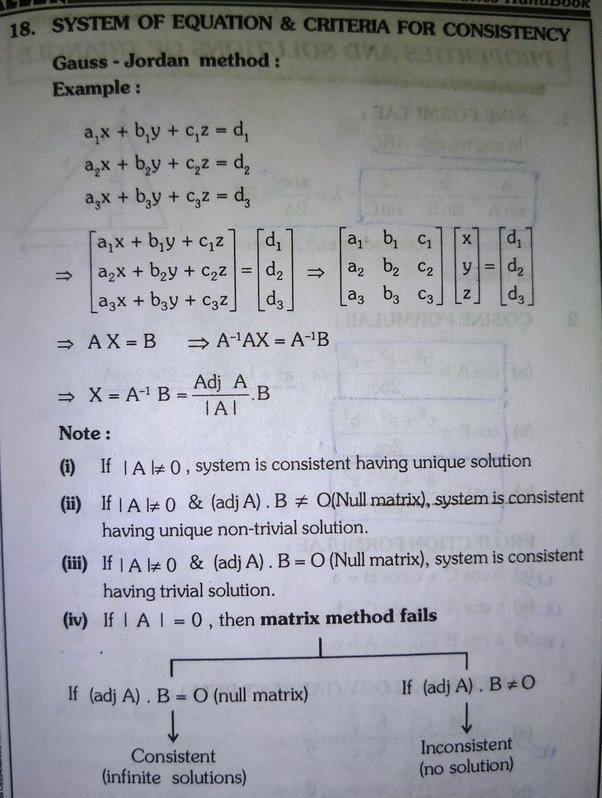 What are the important concepts/topics in matrices and determinants for
