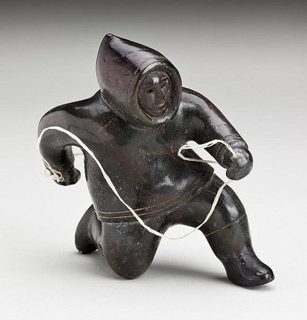 1970's Inuit Eskimo Soapstone Carving Of A Native American, 53 OFF