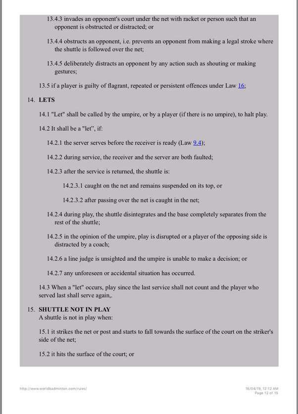 What is considered a faults on badminton? Quora