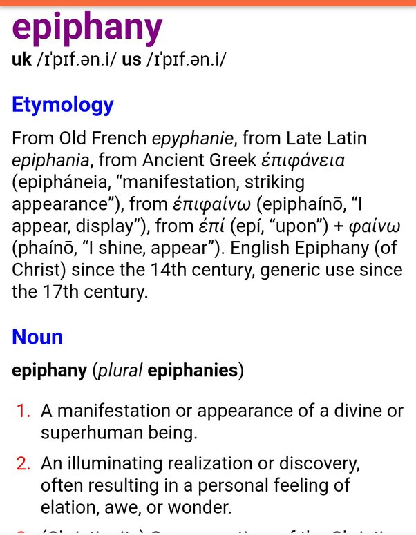 What is the meaning of epiphany? How can it be used in a common