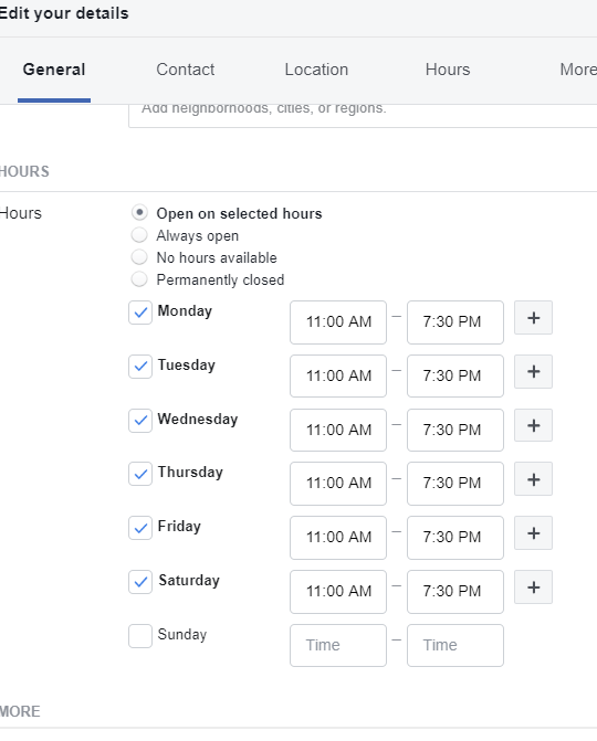 How to get the opening hours to show on a Facebook business page Quora