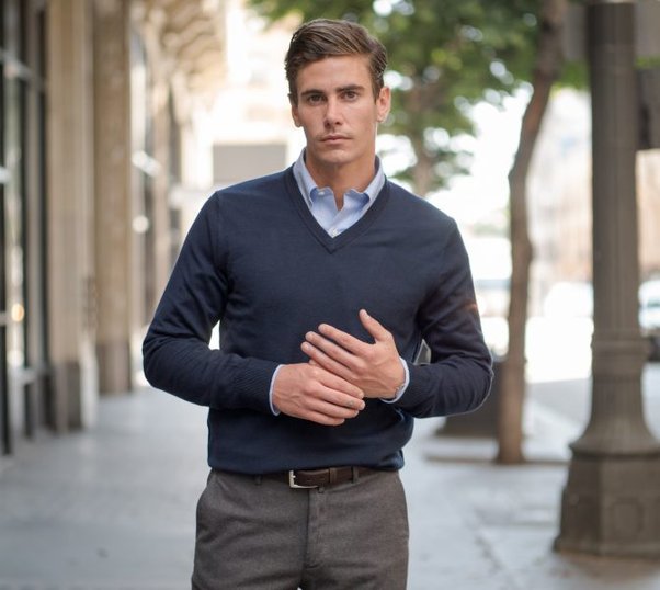 Sweater over dress shirt men deals