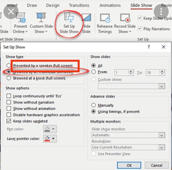 Hello! Every time I use slideshow in PowerPoint the slide size is 169