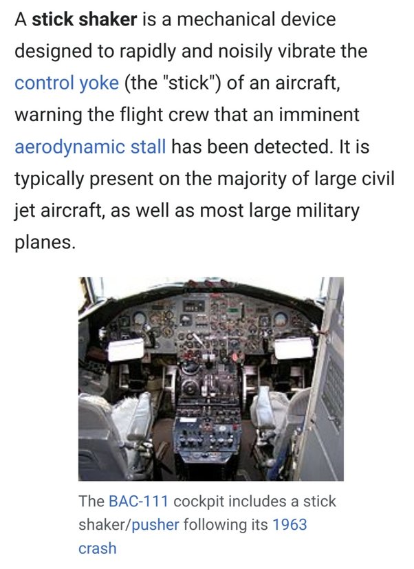 What is a stick shaker on an aircraft? Quora