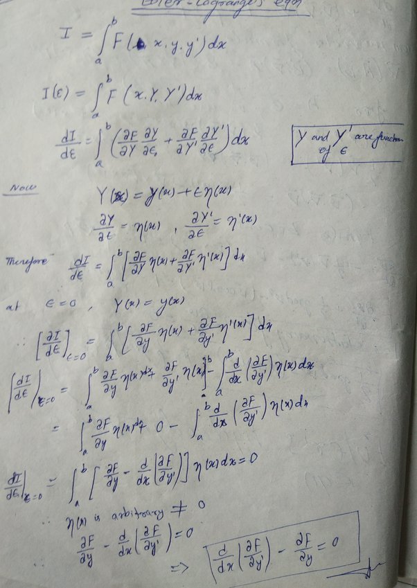 How to derive the EulerLagrange equations from first principles Quora