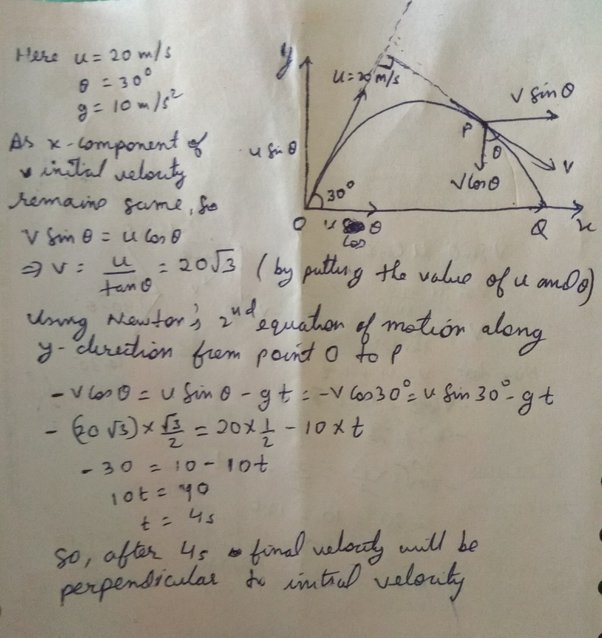 In a projectile motion, a ball is thrown with speed 40m/s at an angle