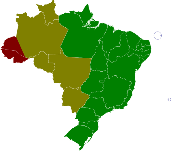 Does Brazil use a standard time zone for all of its territory? If not