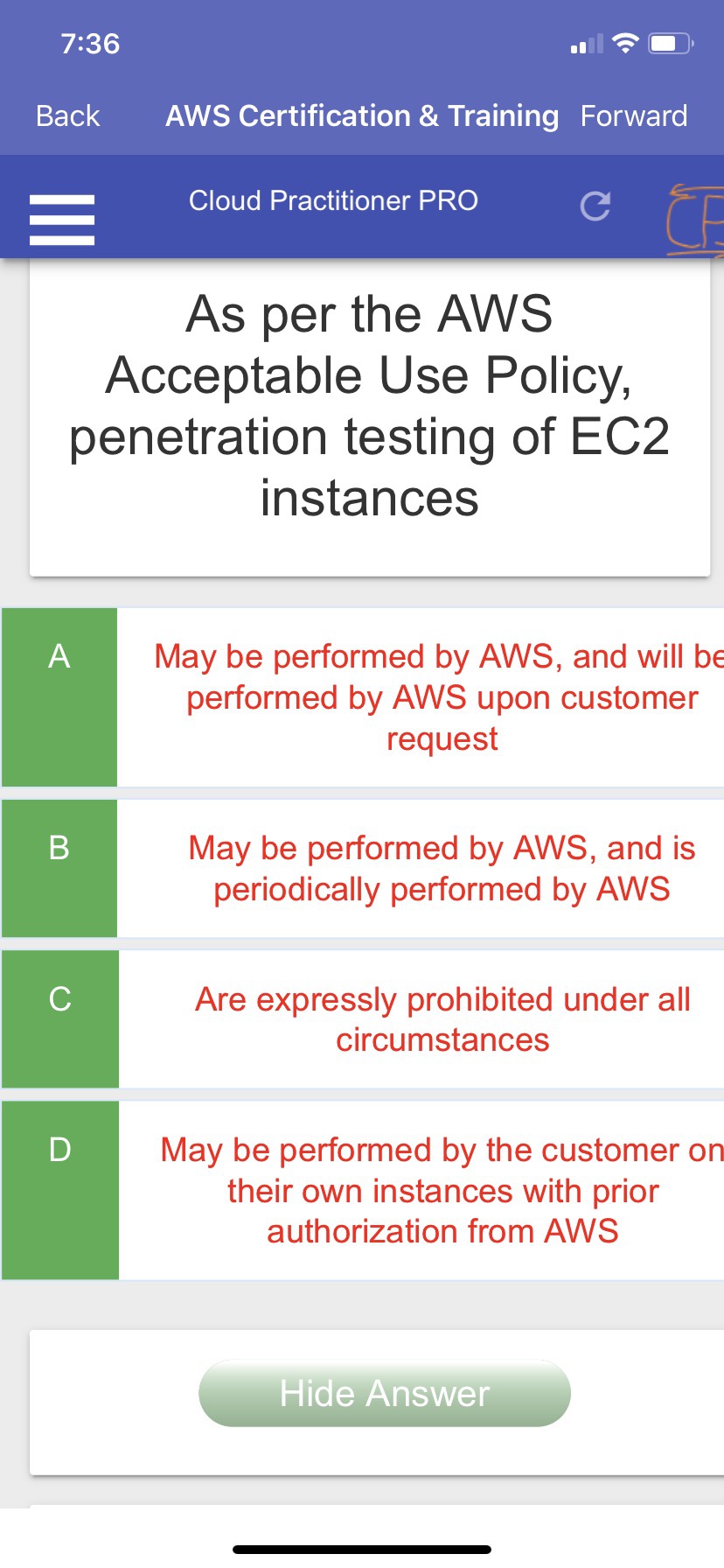 Aws Ccp Clf-C01 Cloud Practitioner Exam Prep Question: As Per The Aws Acceptable Use Policy, Penetration Testing Of Ec2 Instances Is? - Privacy Cybersecurity