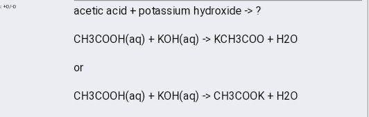 What Salt Is Formed When Aqueous Potassium Hydroxide React With Ethanoic Acid? - Quora