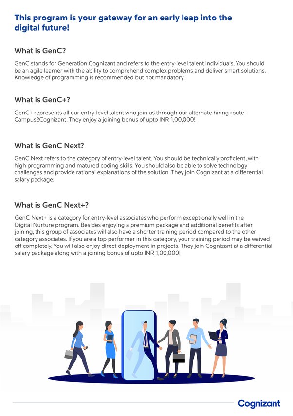 What is the work role of a fresher in Cognizant GenC (Not Elevate, Pro