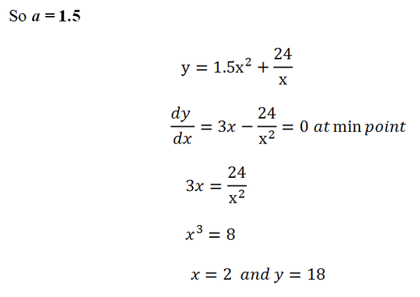 The curve y=ax^2+24/x has a stationary point at y=18. How do I find the