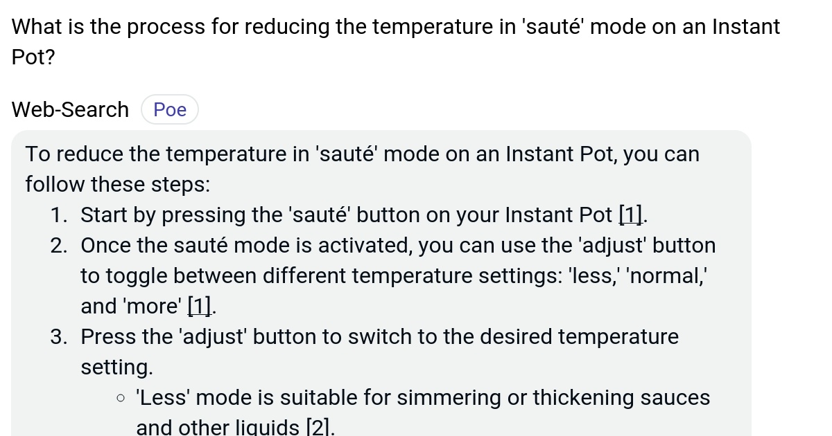 What is the process for reducing the temperature in 'sauté' mode on an