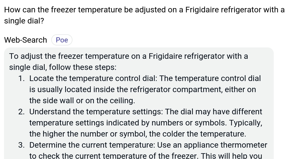 How can the freezer temperature be adjusted on a Frigidaire