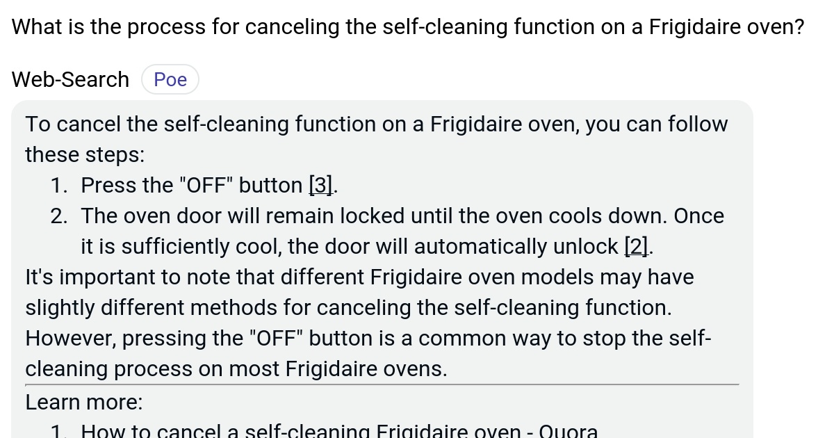 What is the process for canceling the selfcleaning function on a Frigidaire oven? Poe