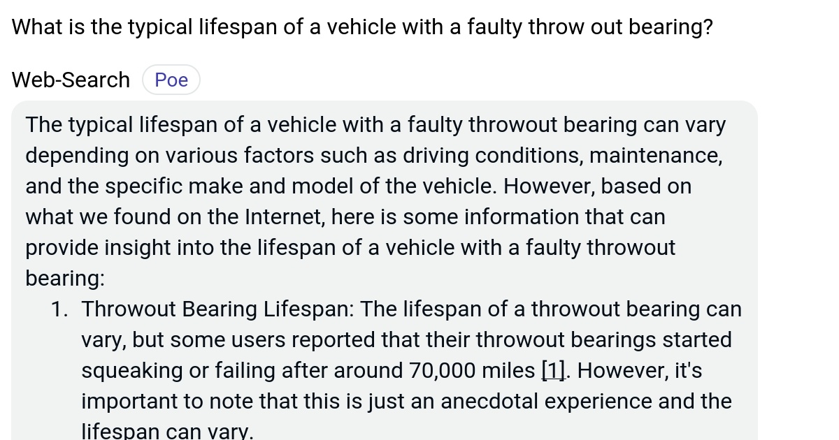 What is the typical lifespan of a vehicle with a faulty throw out
