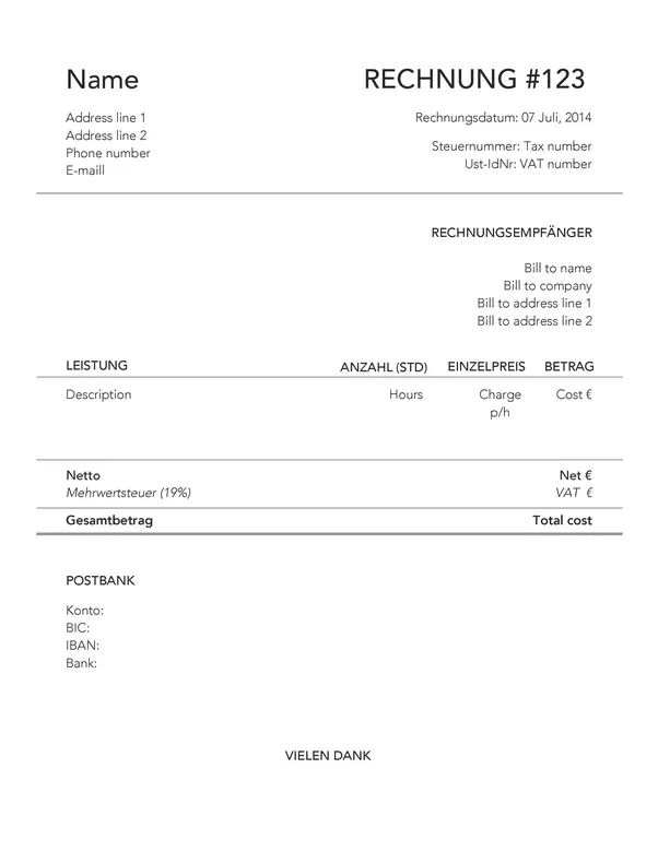 What are the requirements for an invoice for a freelancer in Germany