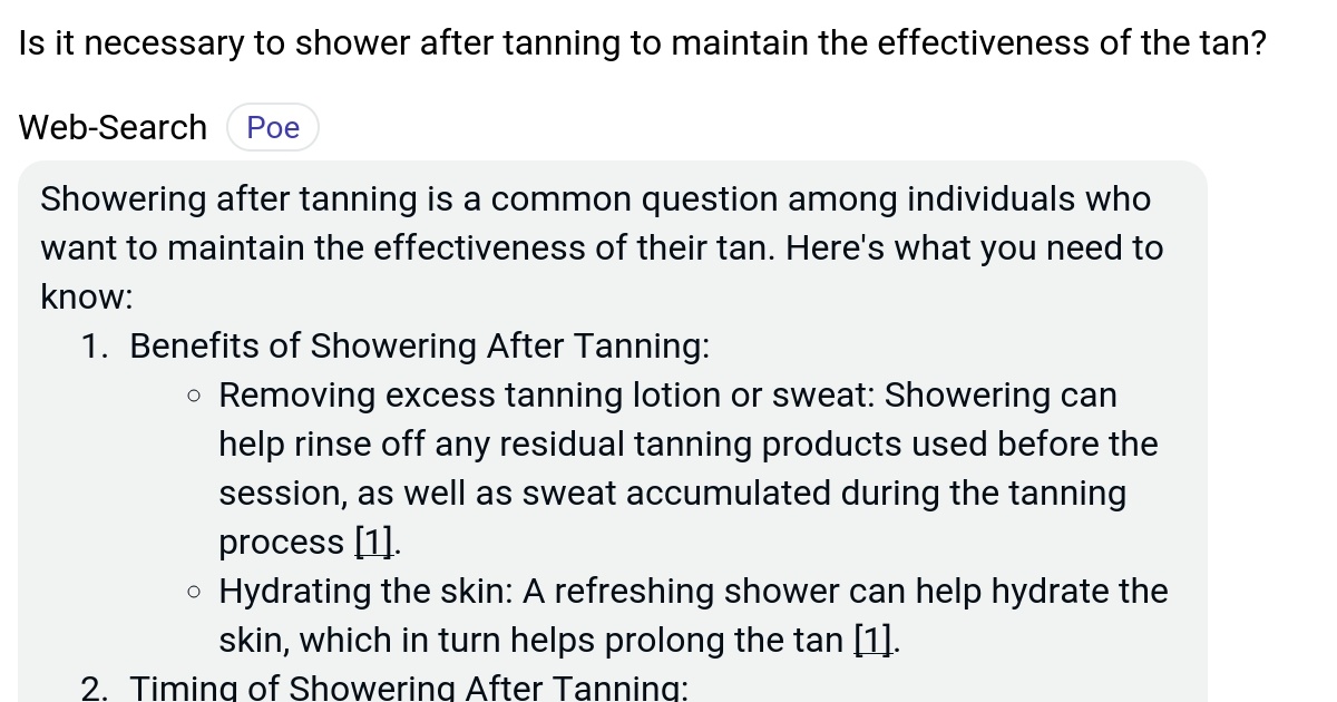 Is it necessary to shower after tanning to maintain the effectiveness of the tan? Poe