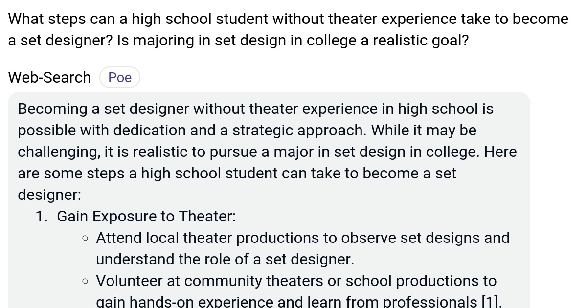 What steps can a high school student without theater experience take to