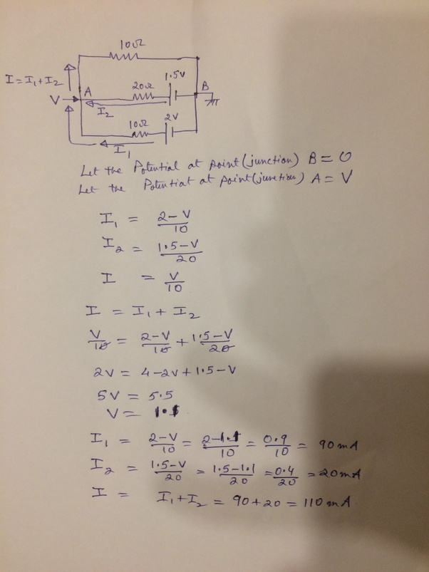 Two cells of EMF 2 volt and 1.5 volts having internal resistance 10 ohm