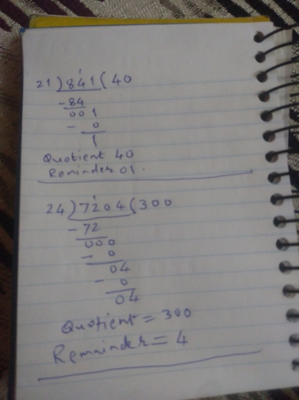 841÷21 should give 40 as quotient but using normal division method